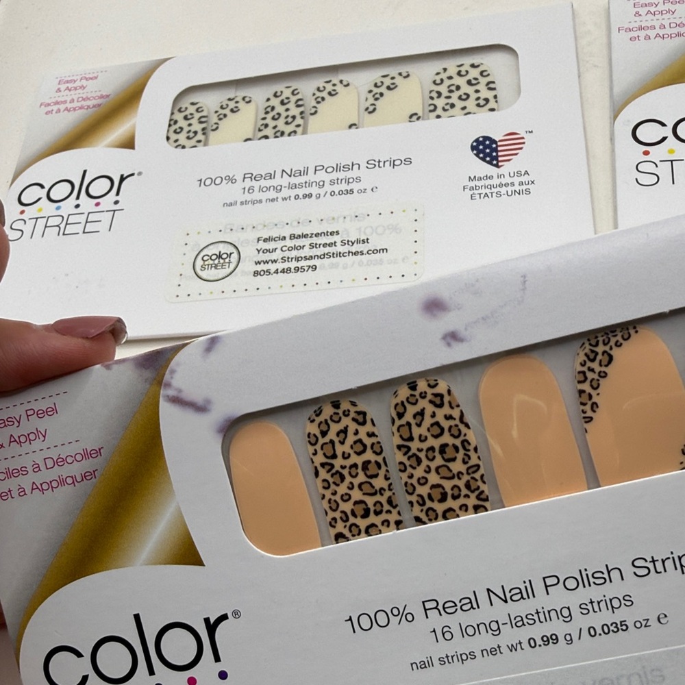 NWT Color Street Lot Bundle 5 Leopard Cheetah Peach Nail Strips Polish USA - Picture 2 of 6